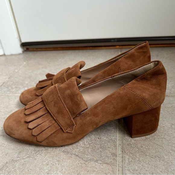 Mango Shoes - Mango MNG REAL GENUINE LEATHER SUEDE SIZE 8.5 EU 39 camel loafers fringes pumps